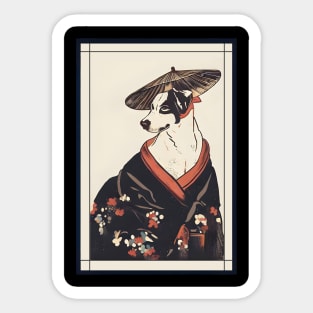 Dog japanese with kimono vintage Sticker